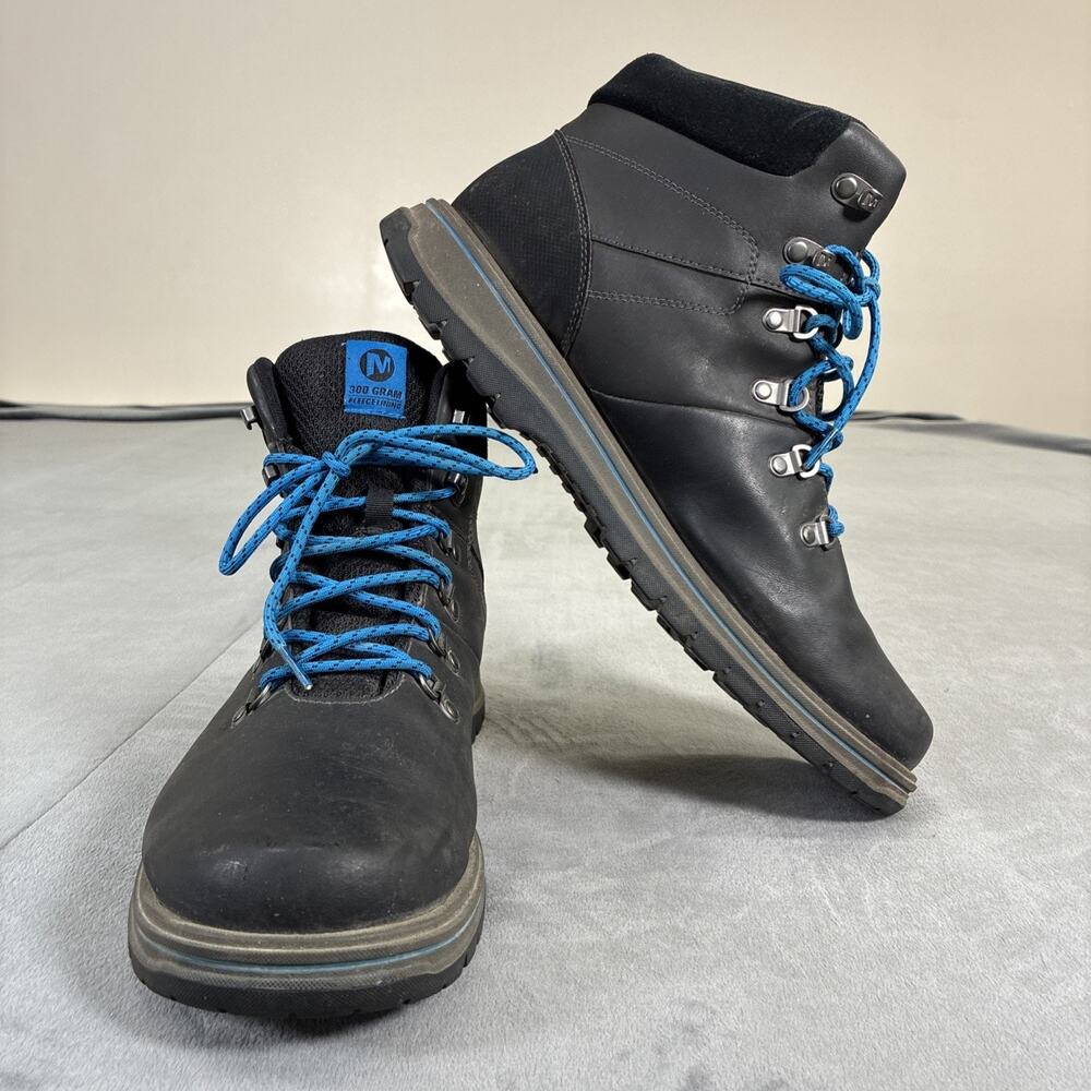 Merrell Boots Men SZ 12 BLK Bounder Mid Hiking Gorpcore Outdoor Leather Athletic